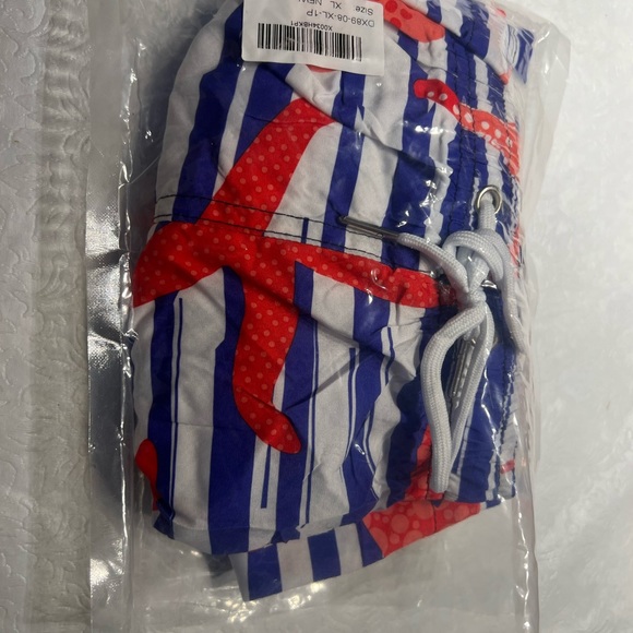 Men’s XL Swim Trucks With Tie Pockets With Lining Starfish Red White Red Coral￼ - Picture 5 of 7